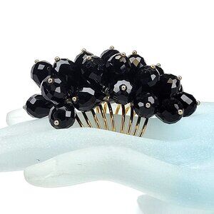 Swaroski Crystal Ring Flamboyant Unique Black Crystal Bicone Beaded Cluster Ring